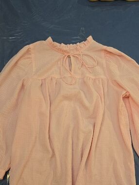 St. John's Bay Peach Striped Peasant Blouse